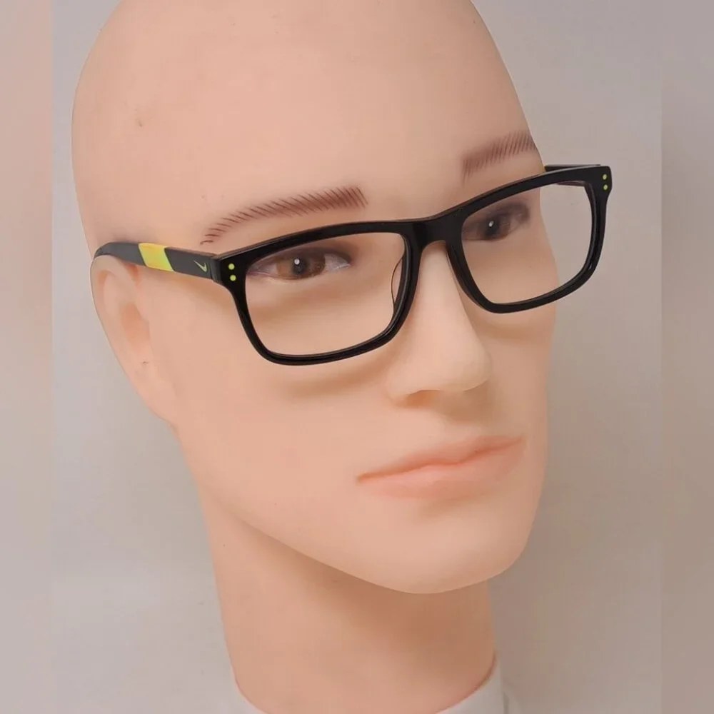 Nike Kid Glasses Frames Swoosh Black Yellow Square 5536 010 49-15-140